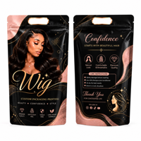 Sacs pour extensions de cheveux, sacs pour perruques, impression personnalisée du logo de votre marque, fenêtre transparente, fermeture éclair, pochettes verticales