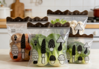 Sacs Ziplock en PE de qualité alimentaire imprimés par gravure personnalisée, résistants au congélateur, pour le stockage de salades en cuisine, sacs refermables réutilisables avec zone d'écriture