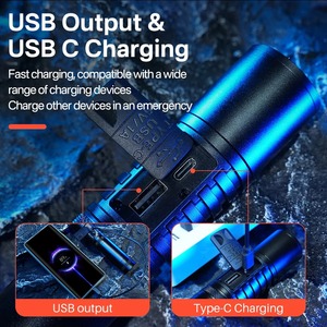 ไฟฉาย LED ซูมได้ ตัวเรือนอลูมิเนียมอัลลอยด์ ใช้แบตเตอรี่ 26650 เหมาะสำหรับตั้งแคมป์ ตกปลา พร้อมหน้าจอแสดงพลังงาน - Product Image 5