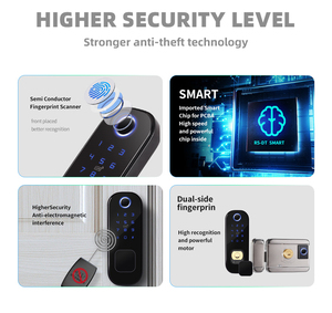 Serrure automatique à bouton pour porte en bois/acier avec lecteur d'empreintes digitales BLE double face en alliage d'aluminium et clavier numérique Tuya en option - Product Image 2