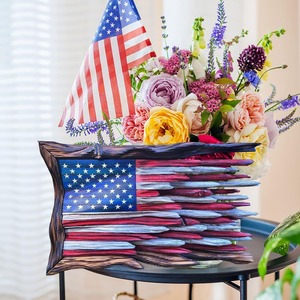 New Eco-friendly Independence Day American Flag Wooden Three-Dimensional Square Wall Mounted Pendant <strong>Retro</strong> <strong>Decorative</strong> - Product Image 3