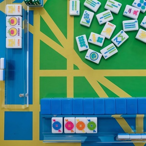 Jeu de <span class=keywords><strong>Mahjong</strong></span> Américain Personnalisé, Édition Unique, Bleu Éclatant, 160 Tuiles Acryliques Peintes à la Main, Cadeau de Luxe - Product Image 4