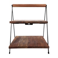 Support à dessert en bois pliable à 2 niveaux en forme de triangle pour les fêtes, les mariages, les buffets et la décoration de table pour le thé de l'après-midi