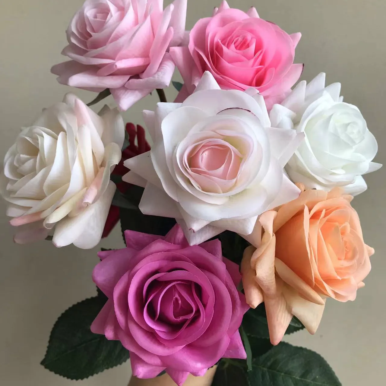 wedding supply wholesale bulk cream Fake Silk Real Touch Artificial Roses for wedding home decor