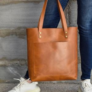 Bolso de mano de cuero PU de color marrón para mujer, bolso de trabajo, bolsos de hombro de cuero genuino personalizados, bolsos de mano - Product Image 1