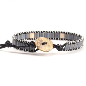 Memoria Ajdut tamaño hecho a mano 1,5mm cuerda de cuero trenza Tila de piedra pulsera para los hombres - Product Image 3