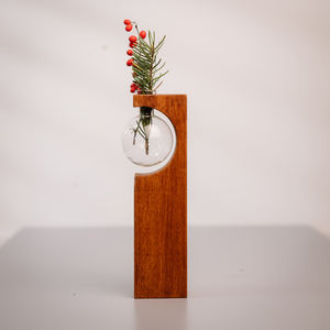 NOUVEAU Tube à essai Vase en <span class=keywords><strong>teck</strong></span> Vase en verre transparent Hydrophile Plantes Vase <span class=keywords><strong>Porte</strong></span>-<span class=keywords><strong>plante</strong></span> Cadre en bois Support pour fleurs - Product Image 6