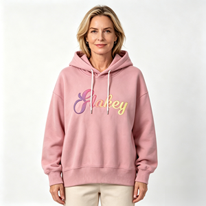 Sweat-shirt à capuche en polaire rose pour femmes, coupe courte, logo personnalisé, vêtements décontractés d'hiver - Product Image 1