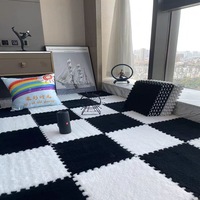 Tapis de sol en mousse emboîtable en peluche, tapis puzzle shaggy pour salon, chambre, décoration de chambre d'enfant
