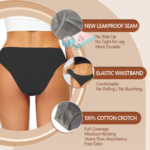 Oem سراويل داخلية عالية الجودة لفترة تنفس ، ملابس داخلية لفترة الطمث ، مقاومة للتسرب للسيدات - Product Image 3