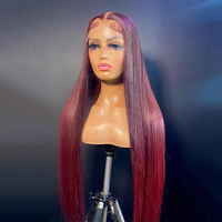 Wig Rambut Manusia 100% Tanpa Lem Warna 99j Pre Plucked Cuticle Aligned HD Lace - Wig 360
