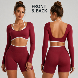 Camiseta Deportiva de Yoga de Manga Larga para Mujer, Sin Costuras, Elástica en 4 Direcciones, Moldea el Busto, para Gimnasio, Fitness y Entrenamiento - Product Image 4