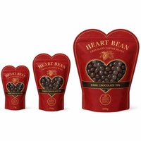 Bolsa de Café Personalizada con Forma de Corazón, Ventana en Forma de Corazón, Cierre Hermético, Bolsa de Embalaje de Café Cubierto de Chocolate para Regalo de Marca