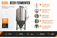 Fermenteur conique de bière de qualité alimentaire 500L, cuve de fermentation à double enveloppe à température contrôlée pour système de brassage en pub