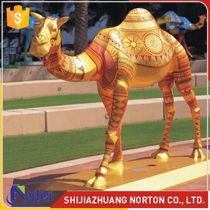 Vườn ngoài trời trang trí nội thất màu vàng sợi thủy tinh động vật Lạc Đà điêu khắc cuộc sống Kích thước nhựa Lạc Đà tượng để bán NTRS-206LI - Product Image 2