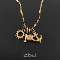 Collar de Cadena de Eslabones de Acero Inoxidable EMANCO, Serie Minimalista con Temática Festiva, para Mujer, Uso Diario, Regalo, Venta al Por Mayor