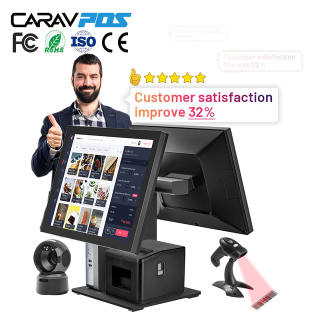 Hot Selling 15.6 Inch Touch Pos All in One MACHINE POS Capacitive Dual Screen Cash Registers Supermarket Pos System