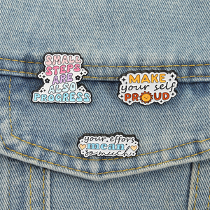 <strong>Small</strong> <strong>Step</strong> Are Also Progress Enamel Pins Self Encourage Motivational Quote Make Yourself Proud Brooch Lapel Badge Gift Wholesale - Product Image 1