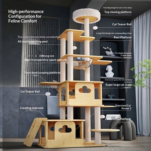 <strong>Cat</strong> <strong>Climbing</strong> <strong>Frame</strong> <strong>Cat</strong> Nest Tree Integrated Sisal Column Jumping Table Grab Board Space Capsule Solid Wood Simple Style Carton - Product Image 2