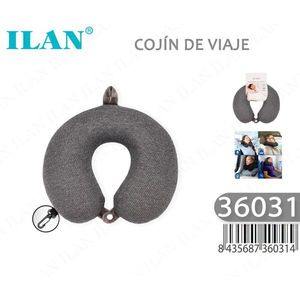 Cuscino da viaggio Ilan in memory foam con supporto per il collo per dormire comodamente in aereo e in auto, grigio 36031 - Product Image 1