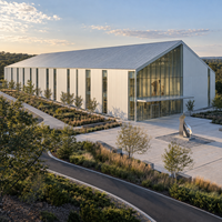 Structure en acier préfabriquée moderne pour lieux d'exposition, entrepôts, bureaux commerciaux et ateliers, avec bardage isolant métallique, vente en gros