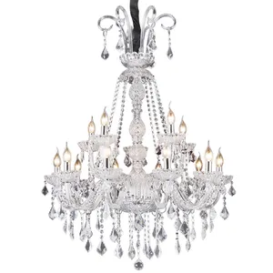 Lustre de cristal de luxo europeu, moderno, para sala de estar, quarto, transparente, lâmpada de cristal, para banquete, para hall, pingente lam