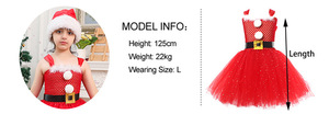 Disfraz de Papá Noel para Niñas, Vestido de Princesa de Tul para Fiesta, Vestido de Tutú Rojo Brillante para Navidad, Traje para Actuación en Escenario - Product Image 6