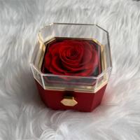 Lovebay Forever Roses avec collier boîte à bijoux de fleurs préservées naturelles éternelles avec tiroir pour la Saint-Valentin fête des mères