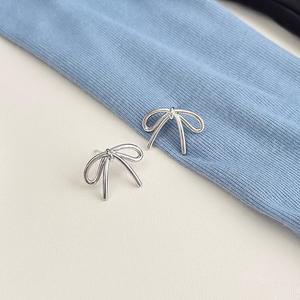 Sterling <b>Silver</b> Bow <b>Stud</b> <b>Earrings</b> For Women Fashion Jewelry <b>Silver</b> Color Bowknot Design Small <b>Earrings</b> Party Wedding Gift - Product Image 2