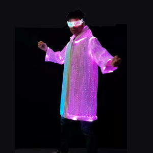 Trench Coat Tissu Fibre Optique Veste <span class=keywords><strong>Disco</strong></span> à Manches Longues pour Discothèque Bar KTV Performance - Product Image 3