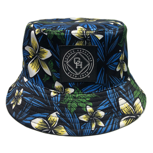 Logo personnalisé imprimé partout fleurs <span class=keywords><strong>femme</strong></span> casquette de plage fantaisie été voyage tissé étiquette <span class=keywords><strong>bob</strong></span> casquettes haute qualité femmes seau chapeau - Product Image 1