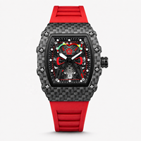 Montre analogique à quartz pour homme, cadran ajouré, étanche, bracelet en silicone, boîtier en alliage, forme carrée