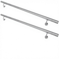 Rampe d'escalier moderne en acier inoxydable 304 avec finition polie, longueur 300 cm, fixation au sol