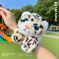 Peluche de Leopardo de las Nieves de Simulación, Juguete de Pulsera con Anillo, Relleno de Algodón PP, Regalo de Cumpleaños para Niños