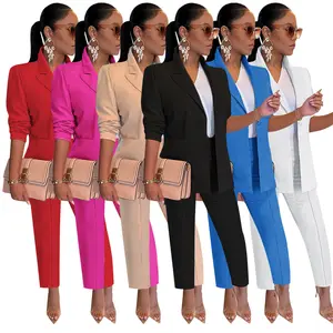 חדש 2023 נשים של OL עיצוב פורמליות עסקים בלייזר חליפות ומכנסיים שני חתיכות Slim גבירותיי 2 חתיכה סט אלגנטי נקבה מכנסיים סטים