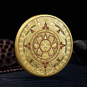 Moneta Commemorativa Croce Maya Messicana con Rilievo Dipinto Placcata Oro Moneta Drago 3D con Punti Dipinti Regalo da Collezione per il Commercio Estero - Product Image 1