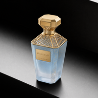 Flacon de parfum en verre vide de 30 ml, 50 ml, 100 ml, design octogonal, grille dorée décorative, couvercle artistique irrégulier avec emballage cadeau
