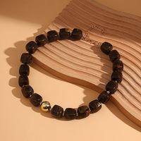 Nouveau Collier de Créateur Tendance avec Perles Carrées Colorées et Perles Rondes Géométriques Dorées CCB, Ras-du-cou pour Femmes et Filles