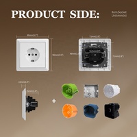 Prise Murale Électrique Maison Standard UE Allemande Blanche avec Terre 16A, Panneau PC, Type Schuko