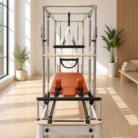 Table de Pilates Cadillac Reformer 3-en-1 en alliage d'aluminium avec barre de descente et système de poulies à cordes pour usage en studio et salle de sport
