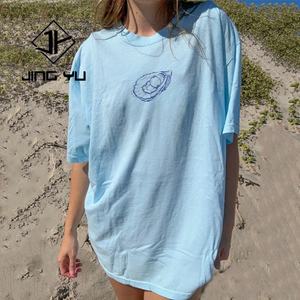 Camisetas Sueltas al por Mayor, Camisetas de Algodón de Alta Calidad con Estampado Personalizado, Camisetas Básicas de Cuello Redondo para Mujer - Product Image 1