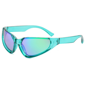 Xsy Lunettes de soleil de sport rouges à demi-cadre, verres miroir, protection UV400, design ovale pour hommes et femmes - Product Image 3