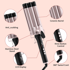 Vente chaude Portable Triple <span class=keywords><strong>fer</strong></span> automatique bigoudi amélioré LCD <span class=keywords><strong>fer</strong></span> à friser électrique pour <span class=keywords><strong>cheveux</strong></span> ondulés pour la maison ou l'hôtel - Product Image 2