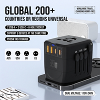OEM ODM dunia Pin semua dalam satu konverter 35W GaN Universal pengisi daya ponsel perjalanan cepat 240V -110V steker adaptor tegangan soket blok