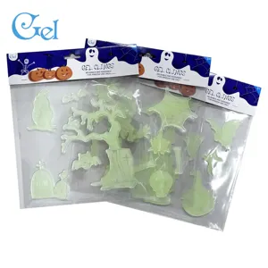 2023 Halloween Gel Clings Dekorasi Liburan Stiker Jendela Jelly Cling Removable Light-Up Cahaya TPR untuk Anak-anak DIY