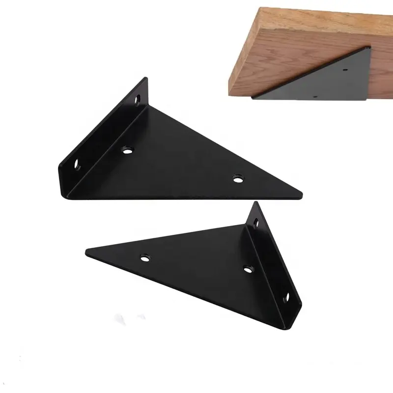 Black Gold Iron Brackets Invisible Floating Wall Shelves Support Triangle Right Angle Mounting Heavy Duty Shelf Bracket