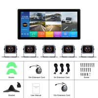 Podofo 10,36 ''DVR 5CH Monitor de coche HD IPS Grabación en bucle monitoreo de estacionamiento BSD + 5 cámaras HD impermeable IP68 para camión/RV/Autobús