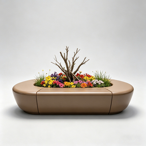 Banco Público Moderno Modular con Jardinera Integrada para Esquina de Ocio en Calle Comercial - Product Image 4