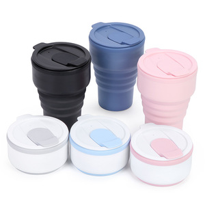 Taza de café de silicona, taza de viaje plegable, botella de agua portátil para uso en exteriores y oficina, diseño de Color sólido - Product Image 1