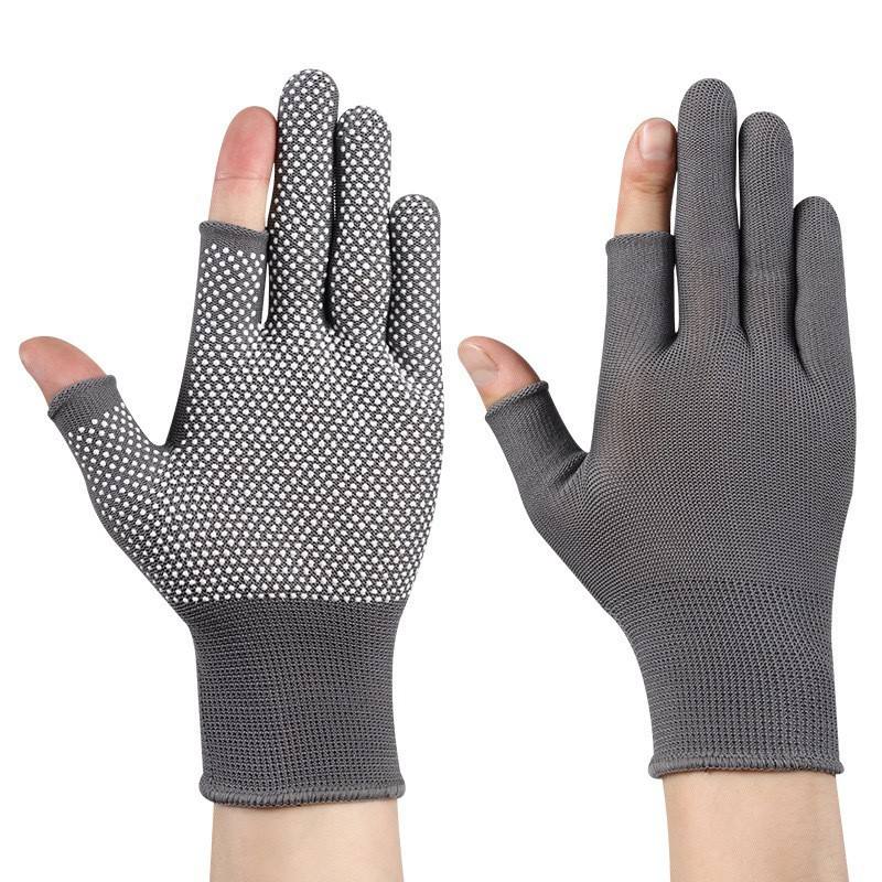 Guantes de nailon [medio dedo gris]